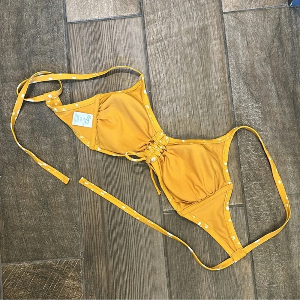 Kona Sol Plus Size Mustard Polka Dot High Waist Bikini Set 16W 18W D/DD
